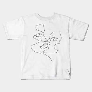 First Kiss Minimal Line Art Kids T-Shirt